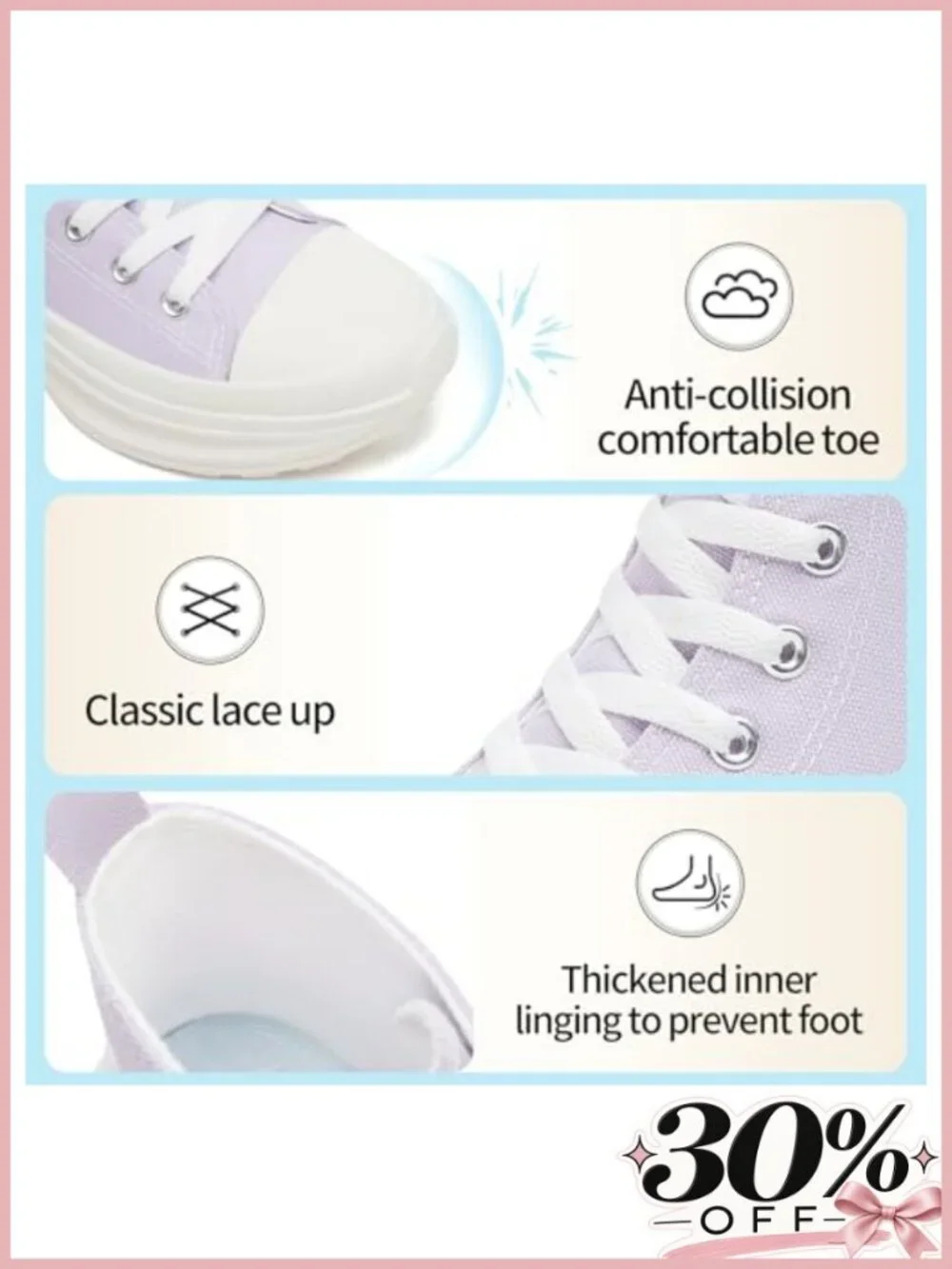 Womens High Top Platform Canvas Sneakers Casual Classic Lace-Up Shoes